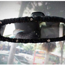 Siyibb Leather Car Stretchy Rearview Mirror Cover with Crystal Decor for Women