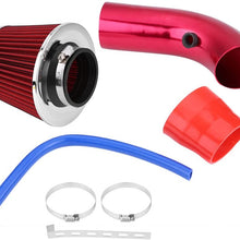 Qiilu 76mm 3 Inch Universal Car Cold Air Intake Filter Aluminum Induction Hose Pipe Kit (Red)