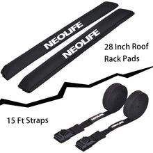 wonitago Soft Roof Rack Pads with Two 15 Ft Tie Down Straps for Surfboard, SUP Paddleboard, Snowboard, 28/34inch (Pair)