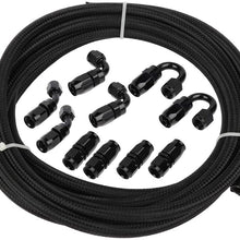 ANPART AN6 16.4Ft Braided Fuel Line Hose Nylon braided fuel gas pipe hose and AN6 10 pcs Swivel Hose End Fittings