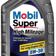 Mobil Super (112906-6PK High Mileage 5W-30 Motor Oil - 1 Quart, (Pack of 6)