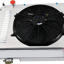 CoolingSky 52MM 3 Row Core Aluminum Radiator +16" Fan W/Shroud Combo & Relay Kit for 1961-1966 Chevy C/K 10 20 30 Pickup Truck, More GM Models丨Direct Replacement