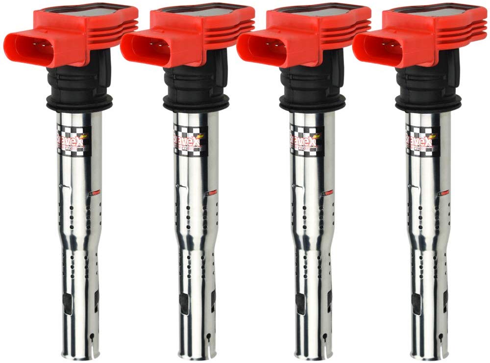 Bravex Professional Racing Coil Replaces # 06E905115E - Fits Volkswagen & Audi Vehicles Ignition Coil Pack (4 Pack)