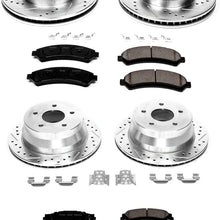 Power Stop K2005 Front and Rear Z23 Carbon Fiber Brake Pads with Drilled & Slotted Brake Rotors Kit