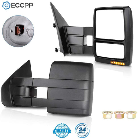 ECCPP Towing Mirrors for 2007-2014 for Ford F150 Truck Power Heated Turn Signal Puddle Light Pickup Mirrors