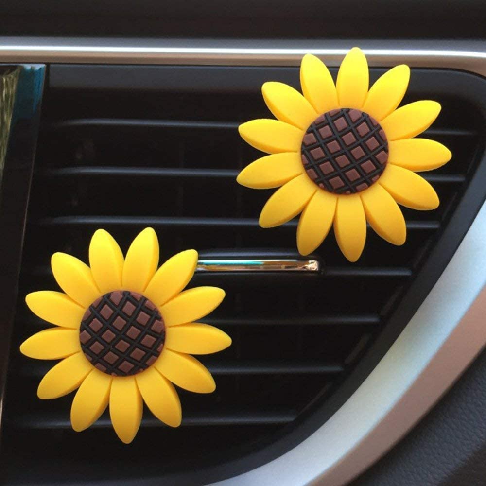 Zadin 2xPACK Sunflower Car Accesories Cute Car Air Freshener Sunflower Air Vent Clips Sunflowers Gift Decorations Girasoles Car Clip Interior Air Vent Decorations (Sunflower)