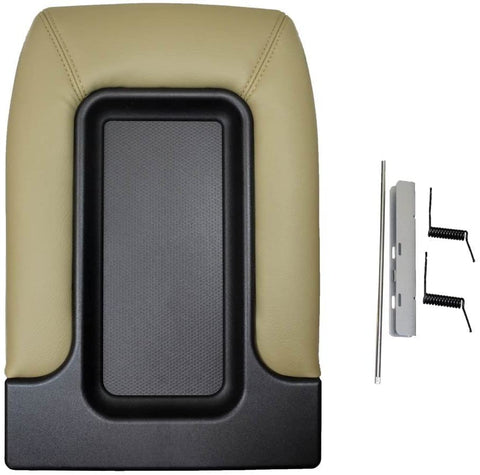 PT Auto Warehouse GM-9523E - Front Row Seat Separator Center Console Lid, Beige/Tan