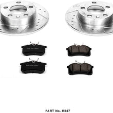 Power Stop K847 Rear Brake Kit with Drilled/Slotted Brake Rotors and Z23 Evolution Ceramic Brake Pads,Silver Zinc Plated
