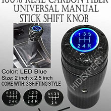 ICBEAMER 100% Carbon Fiber Shift Knob 5 6 Speed Stick Manual Transmission with Blue LED Light & 2 pcs CR2032 Battery