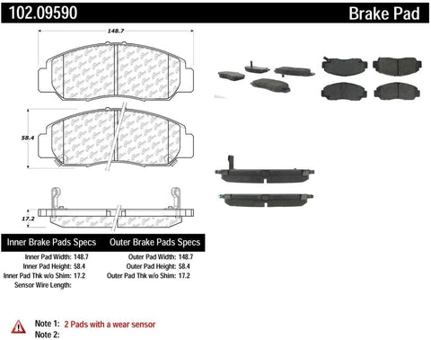 Centric Parts 102.09590 102 Series Semi Metallic Standard Brake Pad