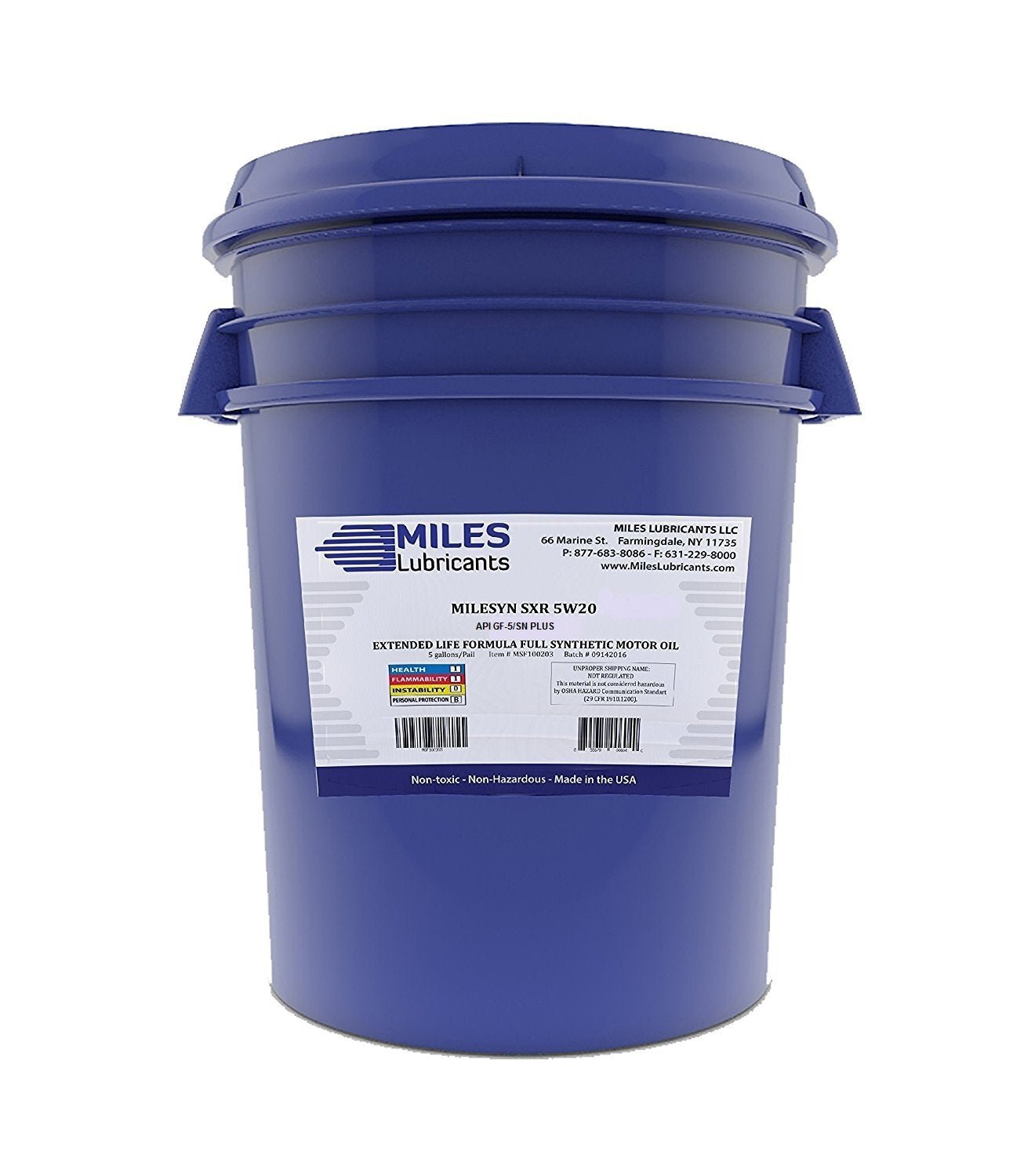 Milesyn SXR 5W20 API GF-5/SN Plus, Full Synthetic Motor Oil 5 Gallon Pail