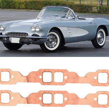 Duokon 2pcs Exhaust Gaskets, Square Port Copper Header Exhaust Gaskets Reusable Fit for SBC 327 305 350 383