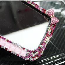 LuckySHD Car Rear View Mirror with Crystal Diamond Butterfly - Pink
