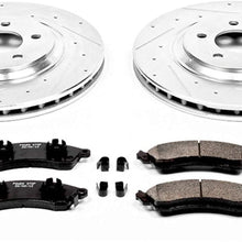 Power Stop K1304 Front Brake Kit with Drilled/Slotted Brake Rotors and Z23 Evolution Ceramic Brake Pads,Silver Zinc Plated