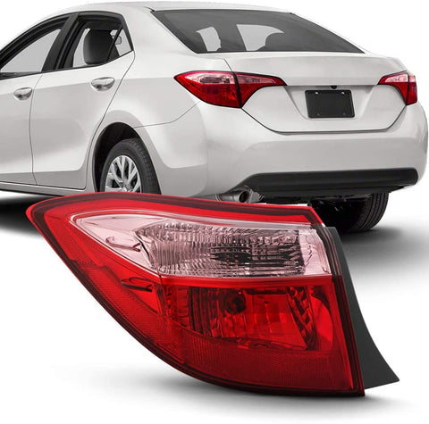 ACANII - For 2017 2018 2019 Toyota Corolla Sedan Red/Pink Outer Tail Light Lamp Assembly Replacement Left Driver Side