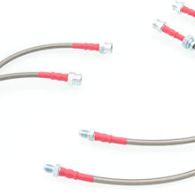 AJP Distributor Front Rear Stainless Steel Braided Oil Brake Line Cable Hose For Mazda RX7 RX-7 FB (Silver Red)