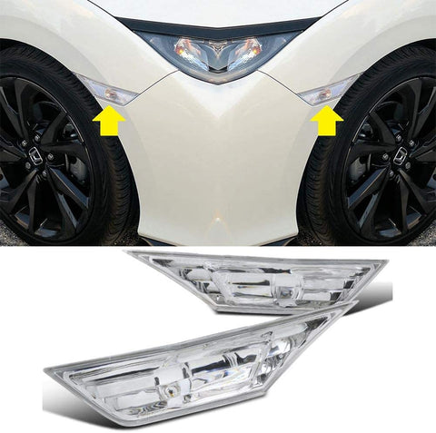 LJ INTERNATIONAL Quality Accessories Clear Lens Side Marker Light Replacement Compatible with 2016-2019 Honda Civic
