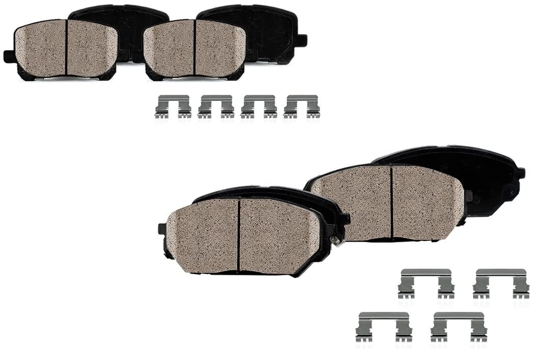 CPK01416 FRONT + REAR Performance Grade Quiet Low Dust [8] Ceramic Brake Pads + Dual Layer Shims + Hardware