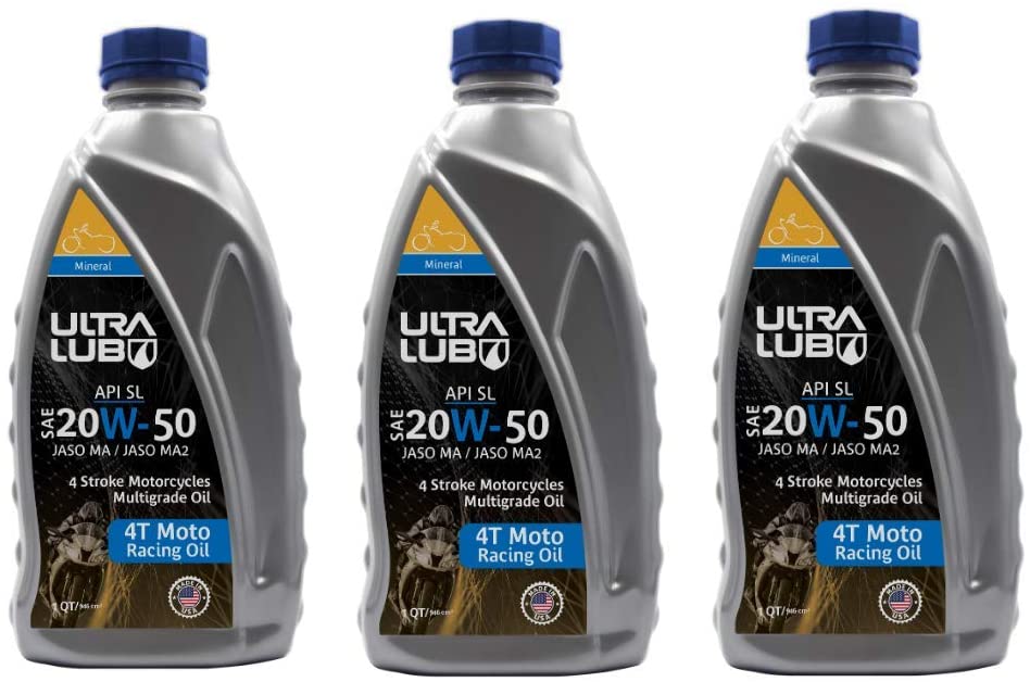 Ultra Lub Motorcycle Racing Oil SEA 20W-50 Mineral 1Q MA/MA2 4T (3-Pack)