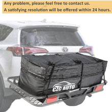 CZC AUTO Expandable Hitch Cargo Carrier Bag 9.5 cu. ft Extends to 11.6 cu. ft, Waterproof/Rainproof/Weatherproof, for Car Truck SUV Vans' Hitch Trays Hitch Baskets, Safe Steady Durable Soft Black