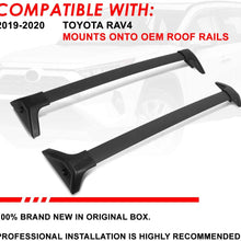 OE Style Matte Black Roof Rack Rail Cross Bars w/ABS Mounting Brackets Replacement For Toyota Rav4 19-20