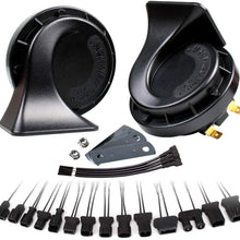 FARBIN Waterproof Auto Horn 12V Car Horn Loud Dual-Tone Electric Snail Horn Kit with 2Pcs Adapter Wiring Harness Pigtail Socket for Audi