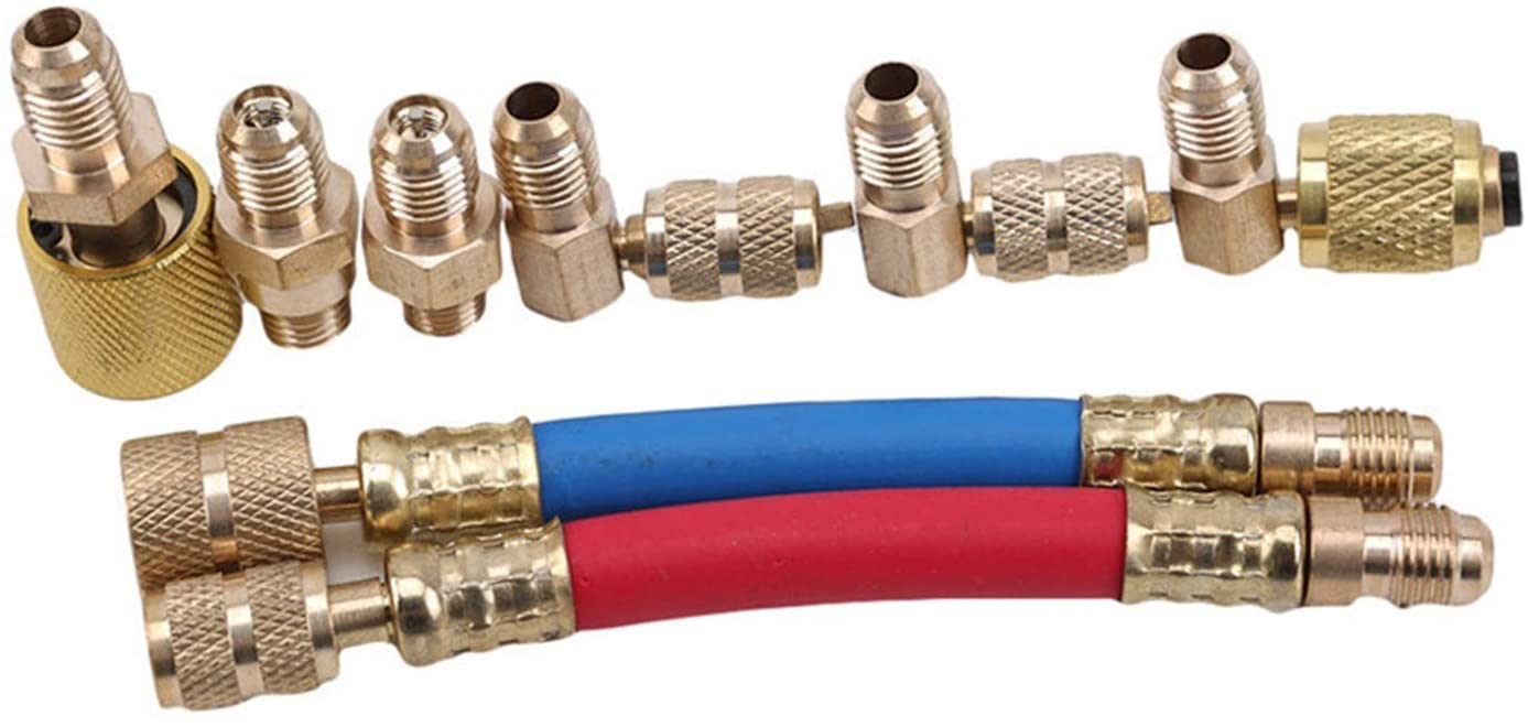 XIAOFANG Fangxia Store Refrigerant Adapter Fluorine Connector Fluorine Multifunctional Connector Air Conditioner Connector Car Accessories Parts (Color Name : Gold) (Gold)