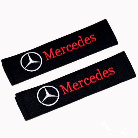 Fitracker 1 Pair Car Seat Belt Shoulder Pads Embroidery Strap Covers Cushion for Mercedes Benz