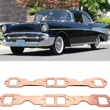 Duokon 2pcs Exhaust Gaskets, Square Port Copper Header Exhaust Gaskets Reusable Fit for SBC 327 305 350 383