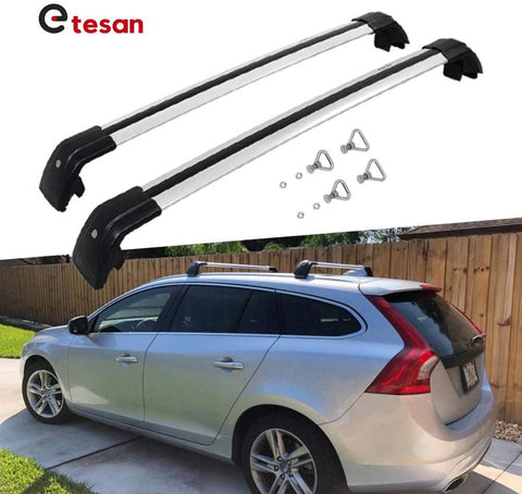 2 Pieces Cross Bars Fit for VOLVO V60 2011-2018 Silver Cargo Baggage Luggage Roof Rack Crossbars