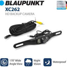 Blaupunkt XC262 Universal Color Waterproof Backup Camera Car Rear View Camera Wide 170 Degree Viewing Angle License Plate Mount with Infrared Night Vision LED