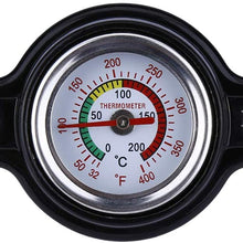 High Pressure Radiator Cap with Temperature Gauge, providing accurate temperature monitoring in real time, Fit for Honda, Kawasaki, Suzuki, Yamaha Motorcycle ATV Models 1.8 Bar, 25.6Psi