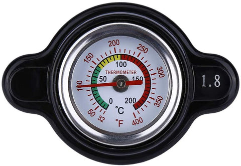 High Pressure Radiator Cap with Temperature Gauge, providing accurate temperature monitoring in real time, Fit for Honda, Kawasaki, Suzuki, Yamaha Motorcycle ATV Models 1.8 Bar, 25.6Psi