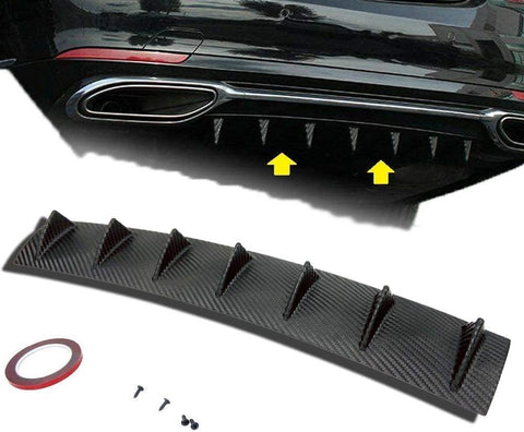 S SIZVER 1 x Carbon Fiber Paint Style Plastic Rear Lower Bumper Diffuser Fin Spoiler Lip Wing Splitter 34