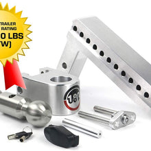 Weigh Safe LTB10-2, 10" Drop 180 Hitch w/ 2" Shank/Shaft, Adjustable Aluminum Trailer Hitch & Ball Mount, Stainless Steel Combo Ball (2" & 2-5/16") and a Double-pin Key Lock