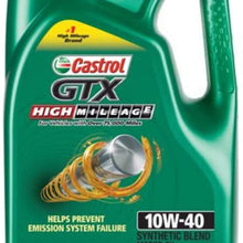 PACK OF 2 - Castrol GTX High Mileage 10W-40 Synthetic Blend Motor Oil, 5 QT