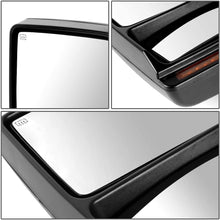 Pair Black Power Heated Amber LED Trun Signal w/Puddle Light Side Towing Mirror Replacement for Ford F-150 04-14