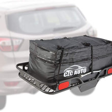 CZC AUTO Expandable Hitch Cargo Carrier Bag 9.5 cu. ft Extends to 11.6 cu. ft, Waterproof/Rainproof/Weatherproof, for Car Truck SUV Vans' Hitch Trays Hitch Baskets, Safe Steady Durable Soft Black