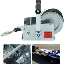 2500LBS Hand Crank Winch Hand Winch with 7M Polyester Strap Heavy-Duty Universal for Boat Trailer Trucks Pull Lift Tool