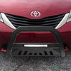 Topline Autopart Matte Black AVT Style Aluminum LED Light Bull Bar Brush Push Front Bumper Grill Grille Guard With Skid Plate For 11-19 Toyota Sienna