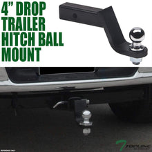 Topline Autopart Universal 4" Drop Rear Bumper Trailer Tow Hitch Loaded Ball Mount With Pin & Clip Kit For 2" x 2" Towing Receiver Tube