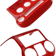 JeCar Center Console Panel & Air Conditioning Switch Panel Trim Cover ABS Interior Trim Kit for 2011-2018 Jeep Wrangler JK JKU, Red