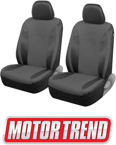 Motor Trend M424 Charcoal Gray Synth Leather Snake Eyes Car Seat Covers, Fronts Only – Universal Fit for Auto Truck Van SUV