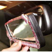 LuckySHD Car Rear View Mirror with Crystal Diamond Butterfly - Pink