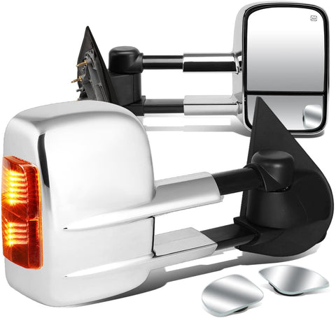 DNA Motoring TWM-020-T999-CH-AM+DM-074 Pair of Towing Side Mirrors + Blind Spot Mirrors