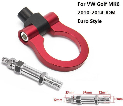 EPMAN Sport Car Towing Hook Racing Tow Bar Auto Trailer Ring For VW Golf MK6 10-14 JDM Euro Style Circular Ring (Red)