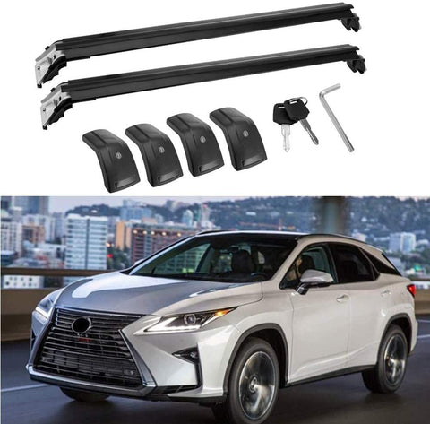 MotorFansClub Roof Racks Crossbars Fit for Compatible with Lexus RX RX350 RX270 RX300 RX450 RX450H 2016-2019 Lockable Baggage Luggage Racks Rail Black