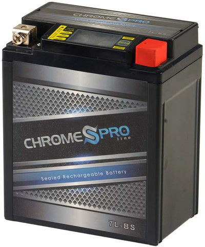 Chrome Battery YTX7L-BS iGel Power Sports Battery - Rechargeable, High Performance, Factory Sealed, AGM