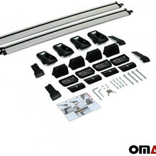 OMAC Silver Aluminum Roof Top Bar Cross Bars Cargo Rack - Luggage, Ski, Kayak Carrier | 165 LBS / 75 KG Load Capacity - Set 2 Pcs | Fits Audi Q7 2015-2021
