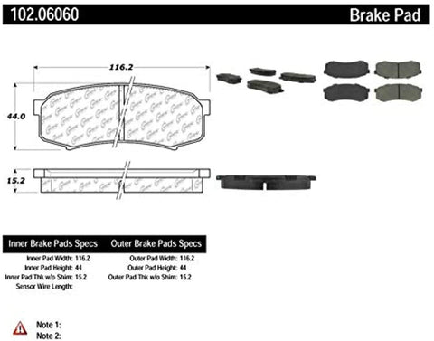 Centric Parts 102.06060 102 Series Semi Metallic Standard Brake Pad